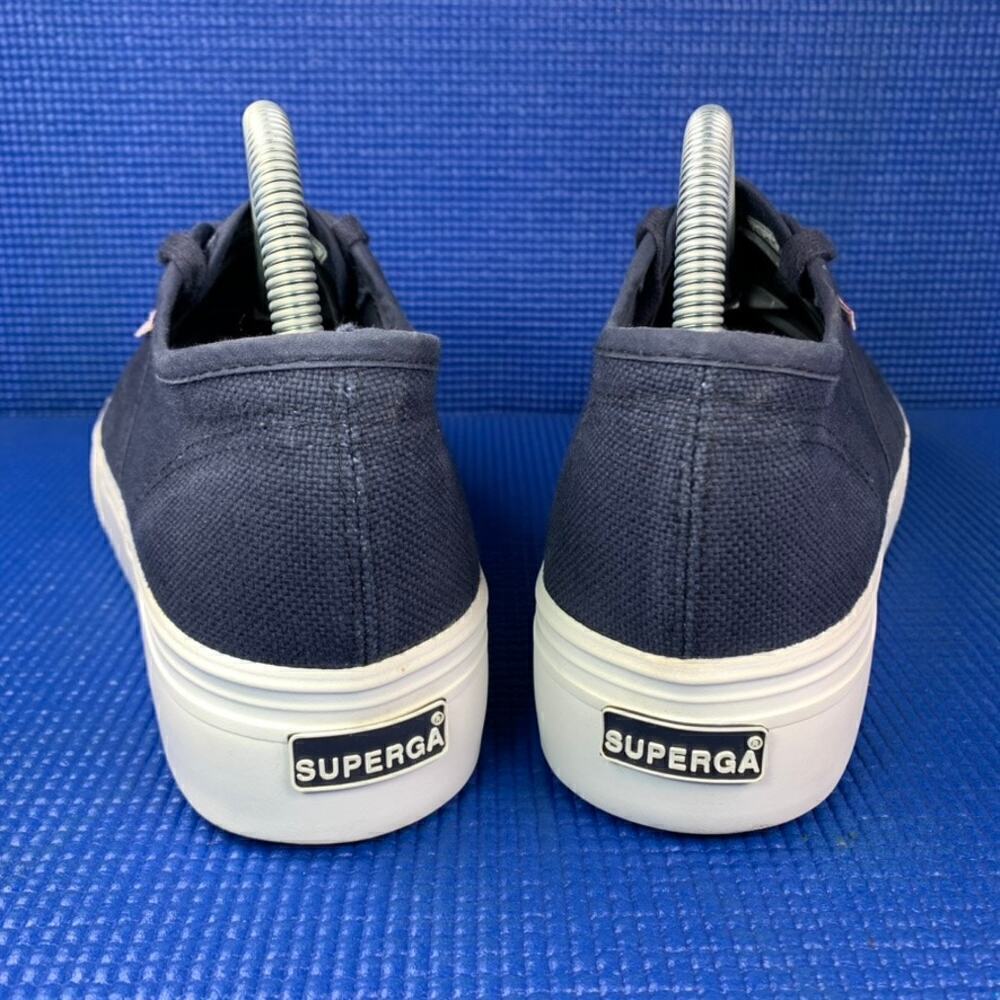 🔴 SUPERGA 2790 PLATFORM Women`s Size 9.5 Navy Blue White Walking Shoes S0001L0 - Picture 4 of 9